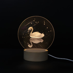 Atmosphère 3D Décorative Lumière Acrylique Intérieur Sculpté LED Night Light Lampe de Table Fille Créative (Swan) SH401I183-20