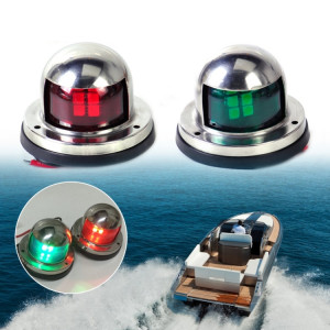 1 Paire de feux de navigation à LED en acier inoxydable rouge-vert pour feux de signalisation de bateaux à voile marins, DC 12V SH48541345-20