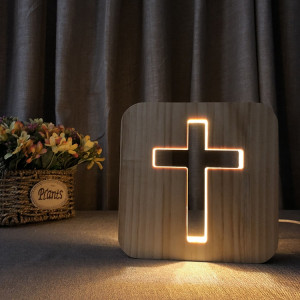 Lampe de table artisanale en pin croisé 2.5W Veilleuse LED en bois (lumière blanche chaude) SH101A69-20