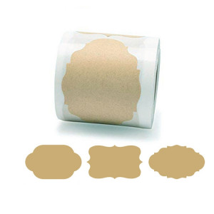 3 pièces d'autocollant d'étiquette de décoration de cadeau de papier kraft brun naturel, taille: 3 x 5 cm (B-37) SH301D408-20