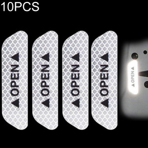 10 pcs ouvert ruban réfléchissant marque d'avertissement accessoires de vélo autocollants de porte de voiture (blanc) SH801B971-20