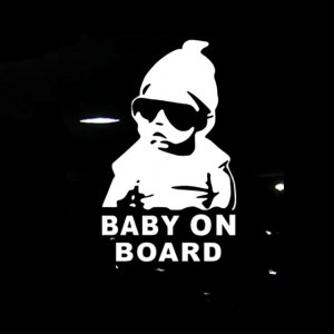 20pcs 14 * 9cm bébé à bord cool lunettes de soleil réfléchissantes arrière autocollants de voiture pour enfants autocollants d'avertissement (argent) SH701B1213-20