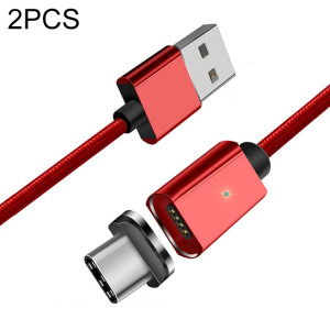 2 PCS Essope Smartphone Charge rapide et câble magnétique de transmission de données avec tête magnétique USB-C / type C, longueur du câble: 1m (rouge) SH408A846-20