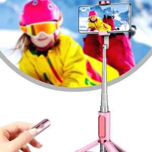 Bâton selfie Bluetooth Y202 avec trépied au sol Appareil photo selfie pour téléphone portable (rose) SH001A1999-20