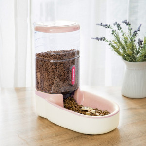 Mangeoire automatique Hipidog Pet Abreuvoir pour chat et chien Bol d'alimentation Seau de stockage à grains combiné (Mangeoire (Rose)) SH701G1-20