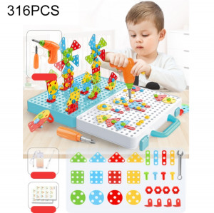 Boîte à outils d'assemblage manuelle de jouet de perceuse électrique de serrage pour enfants, Style: 3D + perceuse électrique + chargeur (316 PCS) SH20101697-20