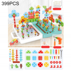 Boîte à outils d'assemblage manuelle de jouet de perceuse électrique de serrage pour enfants, Style: 3D + perceuse électrique + chargeur (399PCS) SH20111036-20