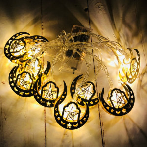 3m 20 LED Eid Al-Fitr LED étoile et lune guirlandes lumineuses Ramadan Festival Décoration Lampes (lumière blanche chaude) SH002A1197-20