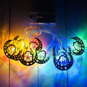 3m 20 LED Eid Al-Fitr LED Star et Moon String Lights Ramadan Festival Décoration Lampes (Lumière colorée) SH002C870-20