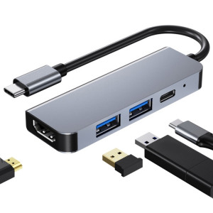 4 en 1 USB-C / TYPE-C à 4K HDMI + USB 3.0 + USB 2.0 + PD USB-C / Type-C Ports de chargement multifonctionnel HUM SH08931287-20