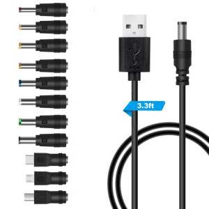 11 en 1 Cordon d'alimentation CC USB Multi-fonction Interchange Câble de charge USB (noir) SH202A654-20