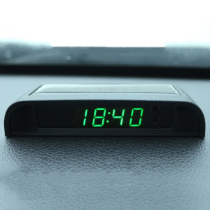 Horloge de voiture de nuit Solar Automobile Horloge électronique Température Température + Date + Semaine + Température (Lumière verte) SH201A1072-20