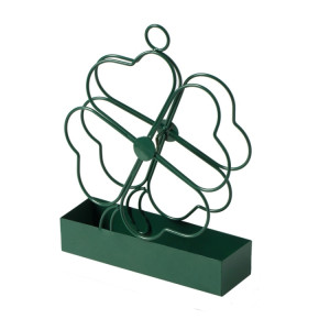 Support de bobine de moustique en fer forgé à suspendre simple, portable, ignifuge, plateau de bobine de moustique, brûleur d'encens, ornements d'herbe à quatre feuilles (vert encre) SH37011422-20