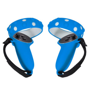 2 Ensembles GS092 Contrôleur de poignée Couvercle de protection en silicone anti-chute et couverture tout compris anti-perte pour Oculus Quest 2 (Bleu) SH001A823-20