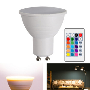 Économie d'énergie de décoloration de la lumière de décoloration de la lumière 15 couleurs décoration de la décoration de fond, style: couvercle blanc laiteux GU10 (rvb blanc chaud) SH702B1145-20