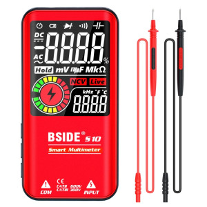 Digital Multimètre numérique Bside 9999 Compte LCD Affichage de couleur CC Capacittance de tension CC Mètre de diode de la tension, Spécifications: S10 Sèche Batterie Version (rouge) SB88021957-20