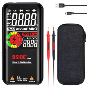 Digital Multimètre Nombre de Bsise 9999 Compte Color Color LCD Compteur de diode Capacittance de tension CC, Spécifications: Version de recharge S11 (Noir) SB88031328-20