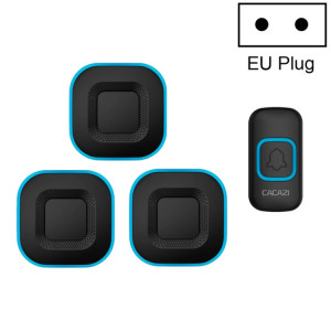 CACAZI V028F 1 pour 3 sonnette de musique sans fil sans batterie, prise : (noir) SC202A376-20