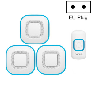 CACAZI V028F 1 pour 3 sonnette de musique sans fil sans batterie, prise : (blanc) SC202B1217-20