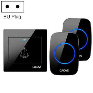 CACAZI H10 1 pour 2 sonnette de musique sans fil pour la maison sans batterie, prise : (noir) SC002B722-20