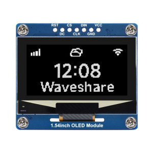 Module d'affichage OLED Waveshare 1,54 pouces, résolution 128 × 64, communication SPI / I2C (blanc) SW401A1779-20