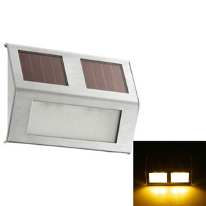 2 LED Contrôle du capteur de lumière à énergie solaire IP44 Applique murale LED étanche Patio extérieur Voie de jardin Escalier de jardin Étape Éclairage de sécurité de nuit (lumière chaude) SH101B1704-20