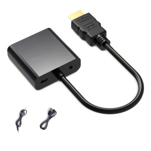 2 pcs Jasoz 1080p HDMI to VGA Convertisseur Noyau de cuivre sans oxygène, couleur: avec alimentation audio (noir) SJ61034-20