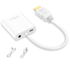 2 PCS JASOZ 1080P HDMI to VGA Convertisseur Noyau de cuivre sans oxygène, couleur: avec alimentation audio (blanc) SJ61041014-20
