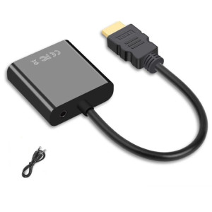 2 PCS JASOZ 1080P HDMI to VGA Convertisseur Noyau de cuivre sans oxygène, couleur: avec audio (noir) SJ6105514-20