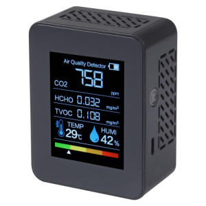 TVOC1 Portable CO2 Qualité de l'air Formaldéhyde Détecteur de dioxyde de carbone Hygromètre de température intérieure avec écran numérique à LED (noir) SH3507415-20