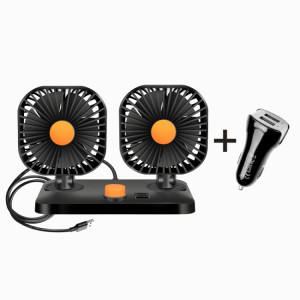 Mini USB 12 / 24V Ventilateur électrique Ventilateur de voiture double cigarette SH19021856-20