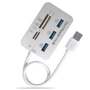 619-3.0 3 HUB PORT + 4 Lecteur de carte de port Un à trois séparateur de moyeu USB à haute vitesse USB 3.0 (blanc) SH401A442-20