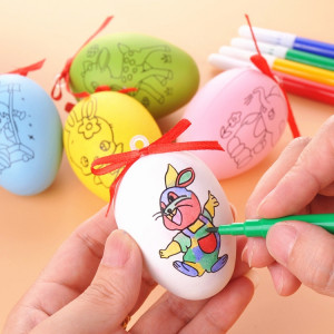 4 PCS à la main dessin animé peint oeufs de Pâques enfants jouets éducatifs, motif et couleur aléatoires SH2742279-20