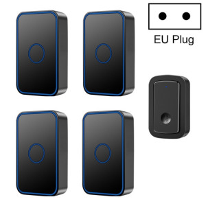Cacazi A19 1 pour 4 sonnette de musique sans fil sans batterie, bougie: bouche EU (noir) SC302A1801-20