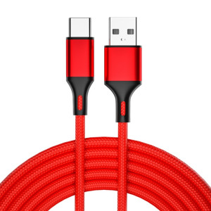 4 PCS 2.4A USB-C / TYPE-C pour le câble de données de la synchronisation rapide de l'USB tressé, Longueur: 1m (rouge) SH7601915-20