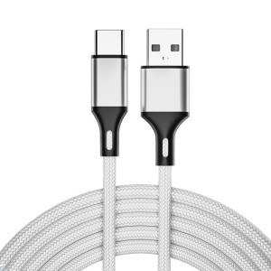 4 PCS 2.4A USB-C / TYPE-C pour le câble de données de la synchronisation rapide de l'USB tressé, Longueur: 0.25m (argent) SH7608430-20