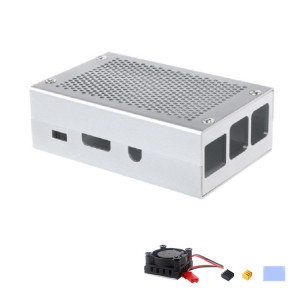 Boîte de refroidissement de grille en alliage d'aluminium pour la framboise PI 3 Modèle B PI 2 / B + argent avec ventilateur SH45041567-20