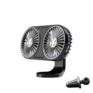 F211 Double tête de voiture avec ventilateur électrique de ventilateur à LED Panneau d'air Panneau d'instrument USB Mini ventilateur (noir) SH001A1870-20