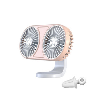 Double tête de voiture F211 avec ventilateur électrique de ventilateur à LED Panneau d'air du panneau d'instrument USB mini ventilateur (rose) SH001B1027-20