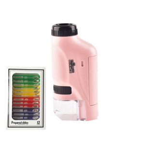Équipement de laboratoire portable pour enfants Microscope jouets, couleur: Lite + spécimen (rose) SH39091055-20