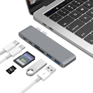 USB-C au séparateur HDMI Docking Docking Card Lecteur de carte, Spécifications: 6 en 1 gris SH52031557-20