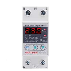 SINOTIMER SVP-912 RÉGLABLABLE AUTO-RESTANT Intelligent sous-tension Protecteur, courant: 63A SS0602155-20