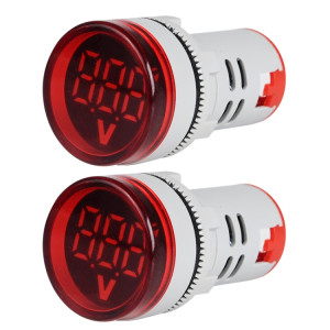 2 pcs indicateur de signal de tension CC 22 mm Round 6-100V Voltmètre universel (ST16VD-01 rouge) SS701A1255-20