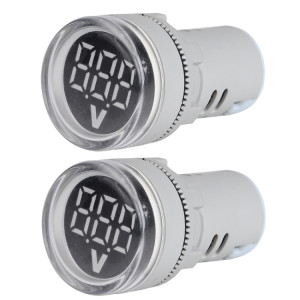 2 pcs indicateur de signal de tension CC 22 mm Round 6-100V Voltmètre universel (ST16VD-02 blanc) SS701B862-20