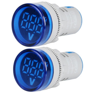 2 pcs indicateur de signal de tension CC 22 mm Round 6-100V Voltmètre universel (Blue ST16VD-03) SS701C99-20