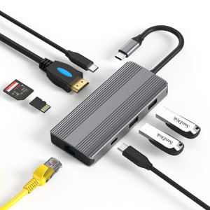 Blueendless 8K / 30Hz Type-C à Gigabit Ethernet USB3.1 Station d'accueil (8 en 1) SB801A47-20