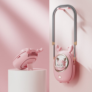 Enfants suspendus ventilateur de cou USB Handheld Light Glowing mini ventilateur portable (rose) SH801B1841-20