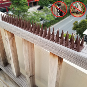 12 PCS Plastic Bird Repeunt Thorns Fence Anti-Climb Nails (Brown) SH301A372-20
