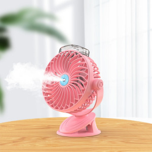 Ventilateur de refroidissement de style clip de bureau de chargement USB, spécification : spray (rose) SH59031839-20