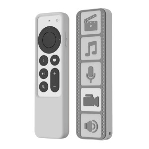 Housse de protection antidérapante étanche en silicone pour télécommande Apple TV 4K 2021 (gris blanc) SH401C1787-20
